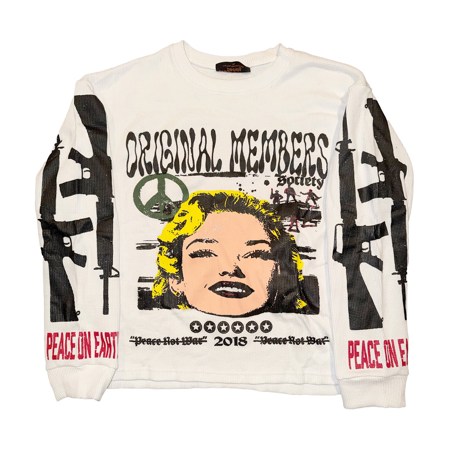 "Peace Not War" Long Sleeve Thermal Shirt White