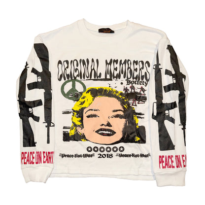 "Peace Not War" Long Sleeve Thermal Shirt White