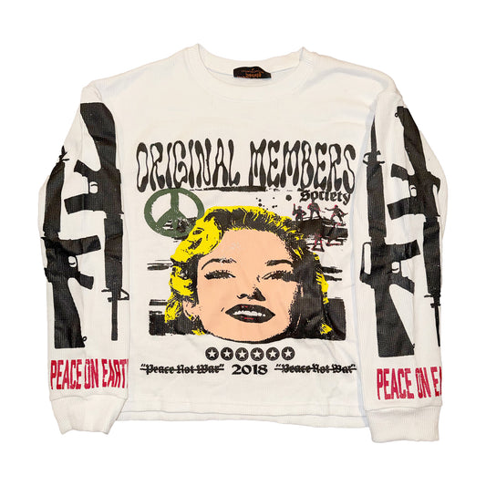 "Peace Not War" Long Sleeve Thermal Shirt White